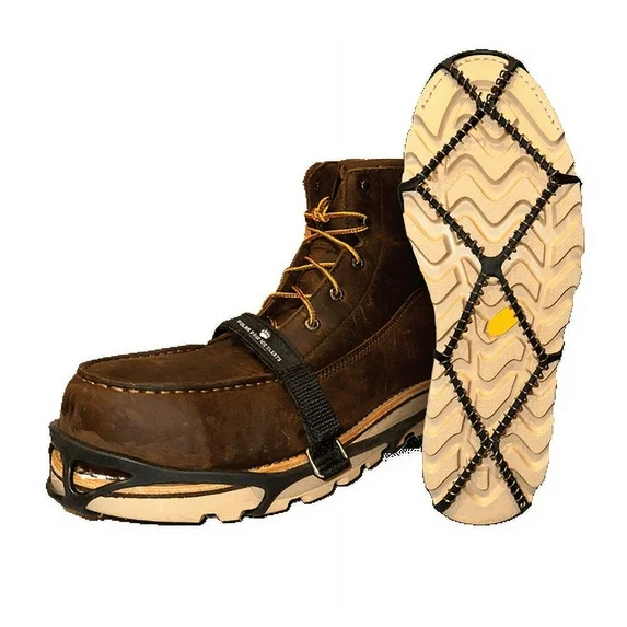 Boot fitted with a Polar Paw ice cleat